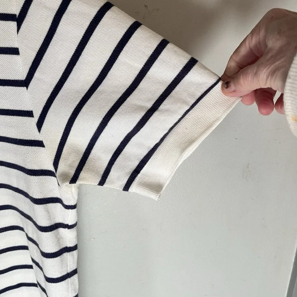 B3 Polo By Ralph Lauren, Black White Striped Short Sleeves Sz M